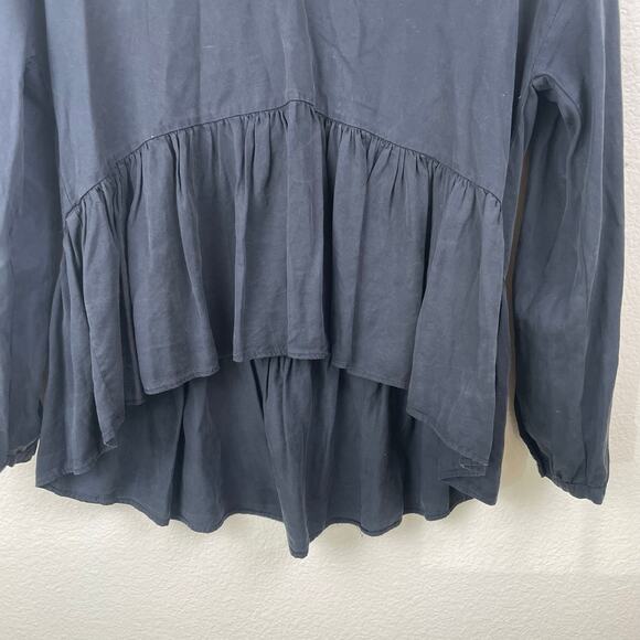 Y2K Zara Womens Top Sz M Boho Ruffle Whimsigoth Oversized Asymmetrical Witchy - Picture 4 of 7